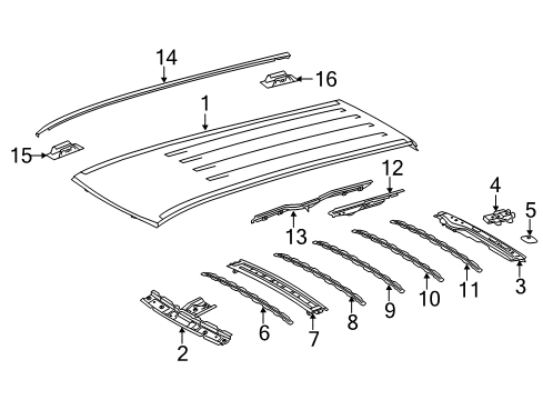 2016 Toyota Sienna Roof & Components, Exterior Trim, Body Diagram 3 - Thumbnail