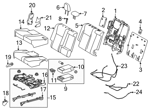 2018 Toyota Highlander Second Row Seats Diagram 2 - Thumbnail