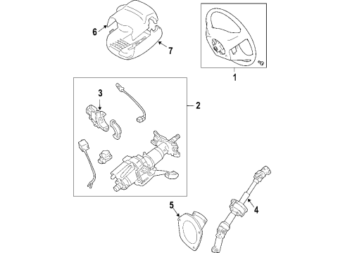 2008 Toyota Sienna Steering Column, Steering Wheel & Trim Diagram