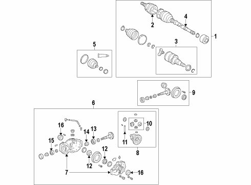 2014 Toyota RAV4 Rear Axle Shafts & Differential Diagram