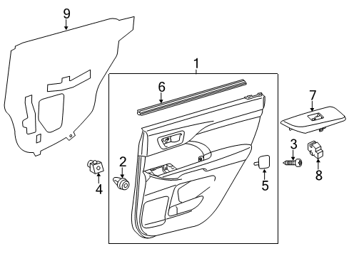 2019 Toyota Highlander Interior Trim - Rear Door Diagram