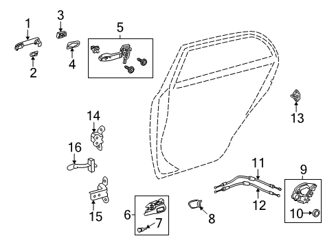 2009 Toyota Corolla Rear Door Lock Assembly, Left Diagram for 69340-02110