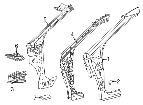 2020 Toyota Mirai Reinforce Sub-Assembly Diagram for 61106-62010