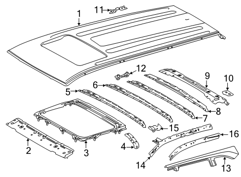 2017 Toyota Highlander Reinforcement, Roof Diagram for 63123-0E030