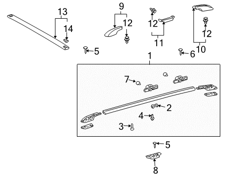 2010 Toyota Sienna Cover, Roof Rack Leg, Front RH Diagram for 63491-AE010