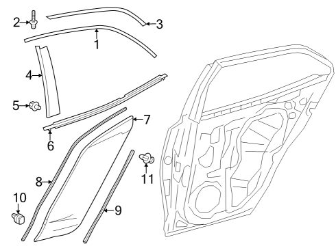 2023 Toyota GR Corolla Exterior Trim - Rear Door Diagram