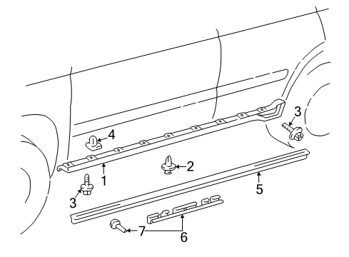 1998 Toyota 4Runner Exterior Trim - Pillars, Rocker & Floor Diagram