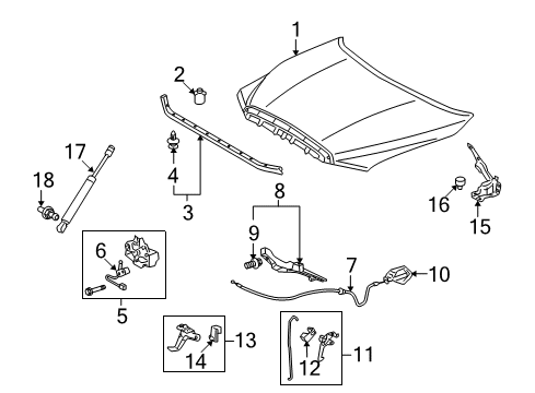 2022 Toyota Sequoia Cable Assembly, Hood Loc Diagram for 53630-0C021