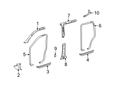 2007 Toyota Land Cruiser Center Cover, Passenger Side Diagram for 62421-60020-B0