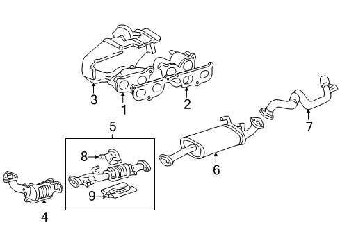 2000 Toyota 4Runner Exhaust Components Diagram 1 - Thumbnail