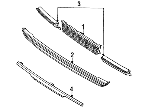 1991 Toyota Camry Radiator Grille Sub-Assembly Diagram for 53101-03011-D2