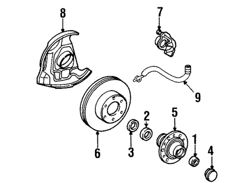 1989 Toyota Pickup Disc Brake Dust Cover, Front Right Diagram for 47781-35080