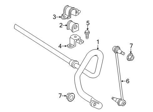 2019 Toyota Highlander Stabilizer Bar & Components - Front Diagram