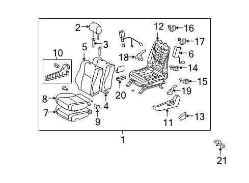 2008 Toyota Tundra Seat Back Cover, Gray, Driver Side Diagram for 71074-0C380-B3