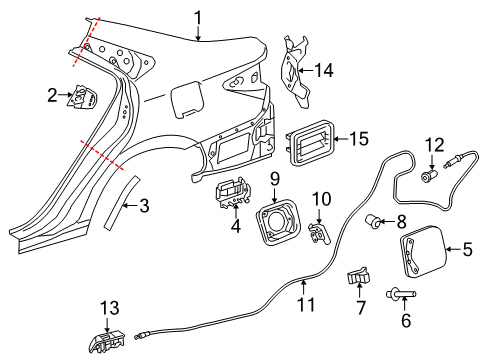 2016 Toyota Camry Spring, Fuel Filler Opening Lid Hinge Diagram for 77360-02030