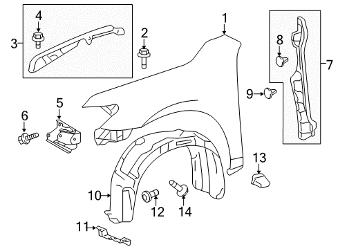 2014 Toyota Camry Fender & Components, Exterior Trim, Body Diagram 1 - Thumbnail