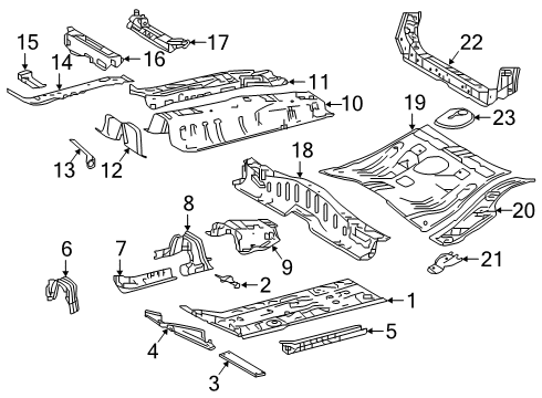 2019 Toyota Corolla Pillars, Rocker & Floor - Floor & Rails Diagram