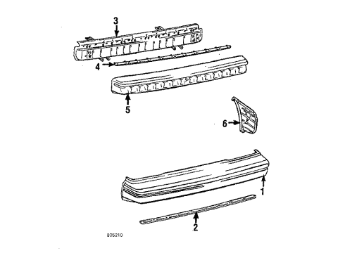 1984 Toyota Tercel Cover, Rear Bumper Diagram for 52159-16040