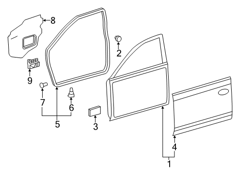 2008 Toyota Camry Front Door, Body Diagram 1 - Thumbnail