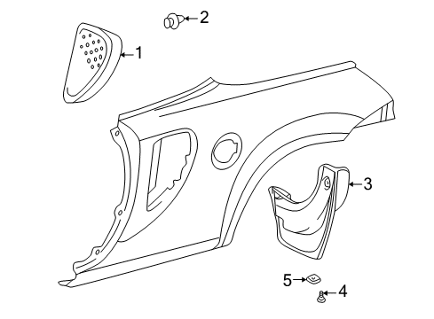 2001 Toyota MR2 Spyder Mudguard Sub-Assy, Quarter Panel, Rear RH Diagram for 76625-17050-G0