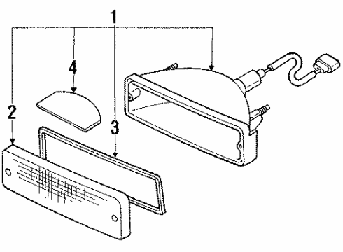 1990 Toyota Cressida Lens, Front Turn Signal Lamp, RH Diagram for 81511-22221