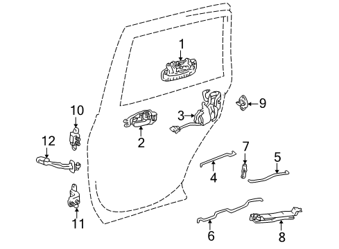 1996 Toyota RAV4 Rear Door - Lock & Hardware Diagram