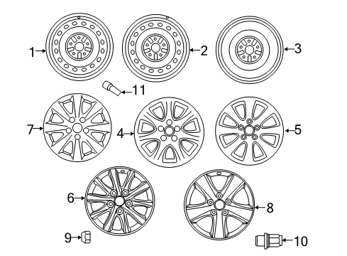 2008 Toyota Camry Wheels, Covers & Trim Diagram