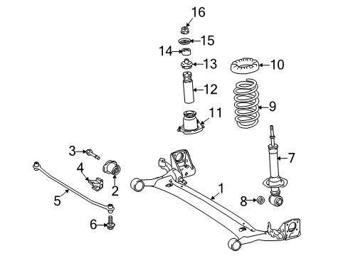 2017 Toyota Corolla Rear Suspension Components, Stabilizer Bar Diagram 1 - Thumbnail