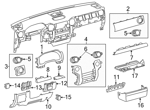 2014 Toyota Tundra Register Assembly, Instrument Diagram for 55680-0C060-C0