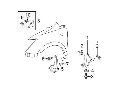 2005 Scion xA Exterior Trim - Fender Diagram