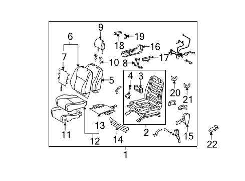 2008 Toyota Highlander Front Seat Back Cover, Right(For Separate Type) Diagram for 71073-48670-C1