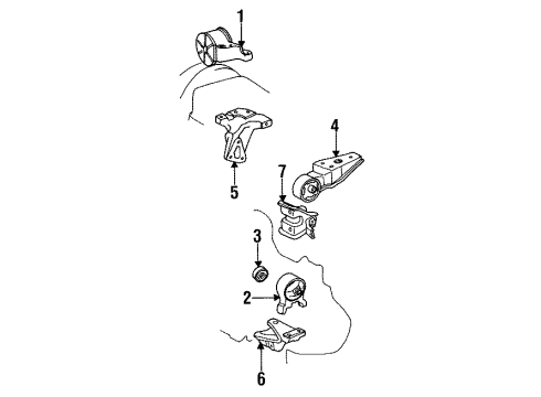 1992 Toyota Tercel Bracket, Engine Mounting, RH Diagram for 12315-11040