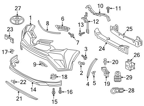 2016 Toyota RAV4 Cover, Front Bumper Arm Hole Diagram for 53286-0R090