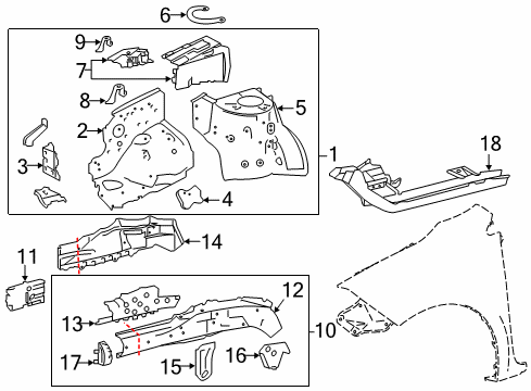 2015 Toyota Corolla Apron, Front Fender, Front LH Diagram for 53712-02100