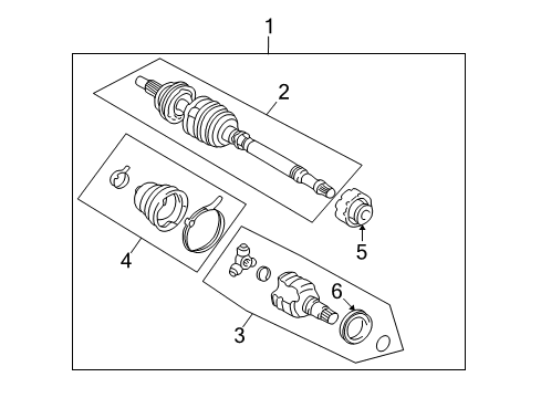 2005 Scion xA Drive Axles - Front Diagram