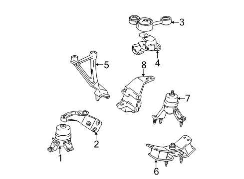 2000 Toyota Solara Bracket, Engine Mounting Control Diagram for 12313-74080