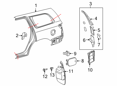 2010 Toyota Sequoia Lid Assembly, Fuel FILLE Diagram for 77350-0C021