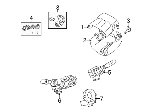 2010 Toyota Highlander Cover, Steering Column Diagram for 45287-0E070-E0