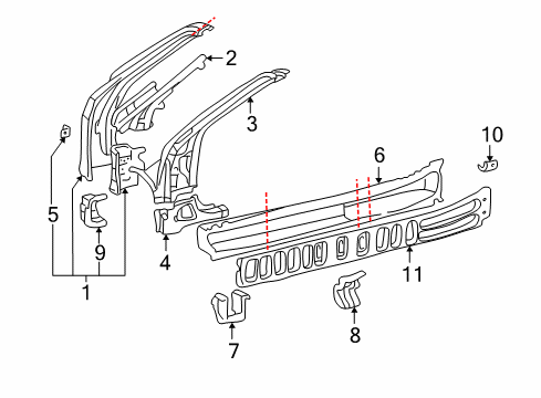 2001 Toyota MR2 Spyder Front Extension, Outer Passenger Side Diagram for 61415-17030