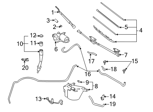 2004 Toyota Tundra Wiper & Washer Components Diagram