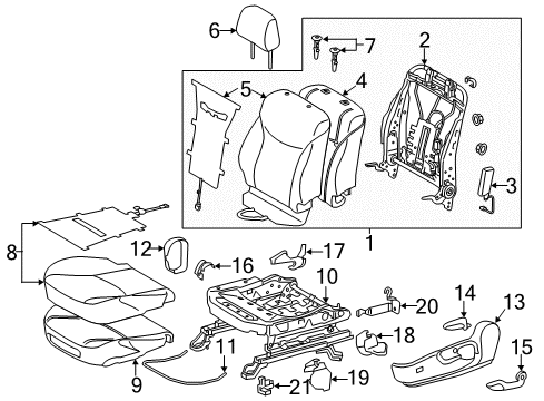 2012 Toyota Prius Seat Back Cover, Driver Side Diagram for 71074-47361-E5