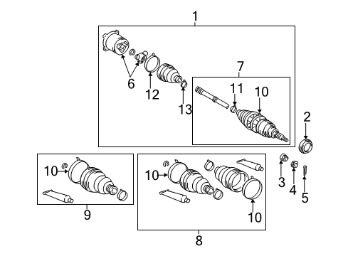 2001 Toyota Highlander Drive Axles - Rear Diagram