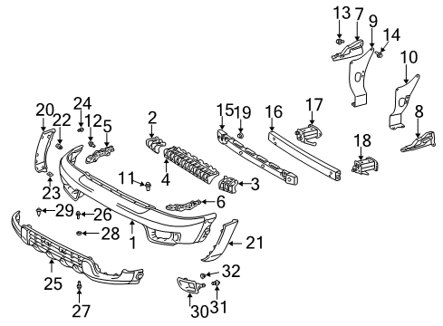 2004 Toyota 4Runner Extension, Front Bumper, LH Diagram for 52113-35130