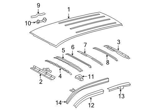 2006 Toyota RAV4 Rail, Roof Side, Outer Diagram for 61214-0R010