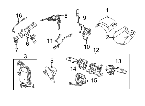 2002 Toyota Tundra Cylinder & Key Set, Ignition Switch Lock Diagram for 69057-34030