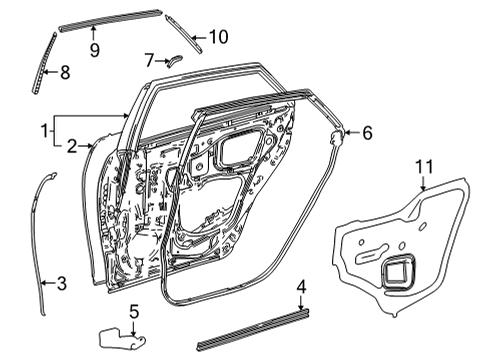 2020 Toyota Mirai GARNISH, Rear Door Frame Diagram for 67673-62010