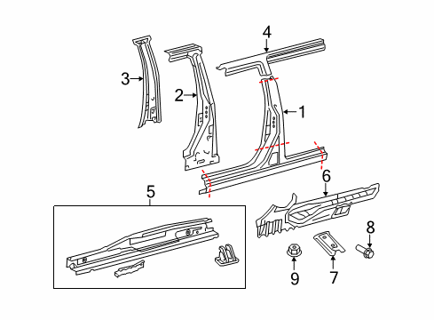 2020 Toyota Sienna Bracket, Passenger Side Diagram for 61330-08020