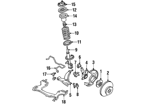 1991 Toyota Corolla Front Brake Components Diagram