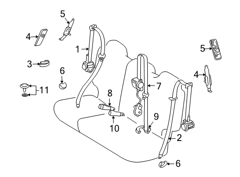 2008 Toyota Land Cruiser Belt Assembly Seat 3 Point Type, LH Diagram for 73320-60070-B0