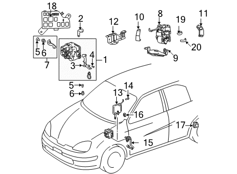 2001 Toyota Prius Sensor, Speed, Front RH Diagram for 89542-47010